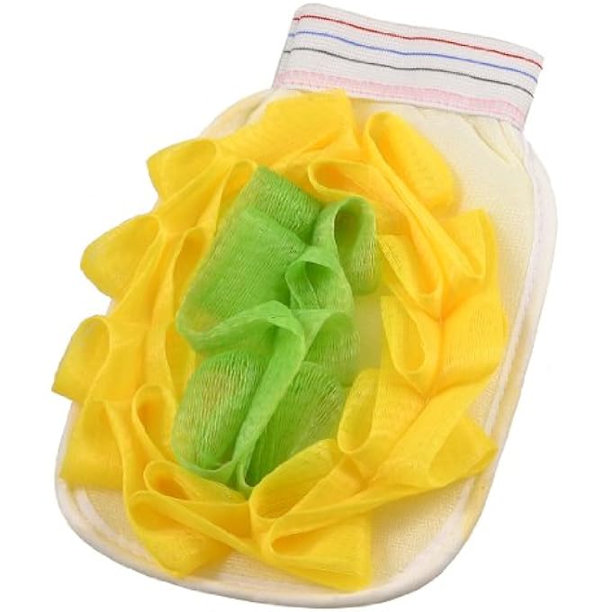 White Yellow Double Sides Body Peeling Massage Bath Shower Glove (id: 8d8 056 bc3 c0d 8cb